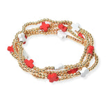 101624, CROSS MULTI LAYERED BEAD STRETCH BRACELET