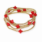 101624, GAME DAY COLORS CROSS MULTI LAYERED BEAD STRETCH BRACELET