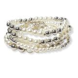 101625, PEARL MULTI LAYERED BEADED STRETCH BRACELET