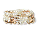 101625, PEARL MULTI LAYERED BEADED STRETCH BRACELET