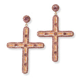 101634, CROSS RHINESTONE DANGLE EARRING