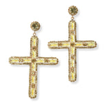 101634, CROSS RHINESTONE DANGLE EARRING