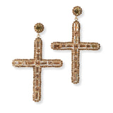 101634, CROSS RHINESTONE DANGLE EARRING