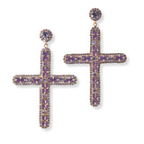 101634, CROSS RHINESTONE DANGLE EARRING