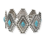 101651, WESTERN DIAMOND TURQUOISE STONE STRETCH BRACELET