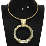 101664, HAMMERED ROUND WITH PEARL CHOKER NECKLACE