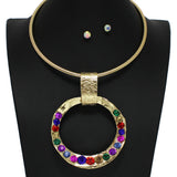 101664, HAMMERED ROUND WITH PEARL CHOKER NECKLACE