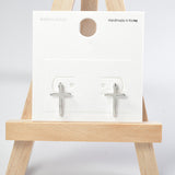 101690, 14K GOLD DIPPED, CROSS STUD EARRING