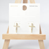 101690, 14K GOLD DIPPED, CROSS STUD EARRING