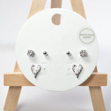 101694, 14K GOLD DIPPED, HEART STUD EARRING SET