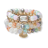 101695, MULTI LAYERED BEADED STRETCH BRACELET