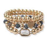101970, SEMI PRECIOUS STONE MULTI LAYERED BEADED STRETCH BRACELET