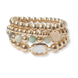 101970, SEMI PRECIOUS STONE MULTI LAYERED BEADED STRETCH BRACELET