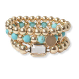 101970, SEMI PRECIOUS STONE MULTI LAYERED BEADED STRETCH BRACELET