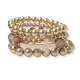 101971, CROSS MULTI LAYERED SEMI PRECIOUS STONE BEADED STRETCH BRACELET