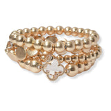 101972, CLOVER MULTI LAYERED BEADED STRETCH BRACELET