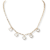 101987, DAINTY MULTI HEART CHARM NECKLACE
