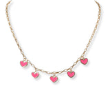 101987, DAINTY MULTI HEART CHARM NECKLACE