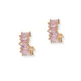 101989, GOLD PLATED, BAGUETTE CUBIC ZIRCONIA EARRING