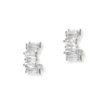 101989, GOLD PLATED, BAGUETTE CUBIC ZIRCONIA EARRING