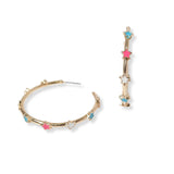 101992, DAINTY STAR ENAMEL ROUND HOOP EARRING