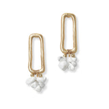101993, SEMI PRECIOUS STONE GEOMETRIC METAL EARRING
