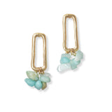 101993, SEMI PRECIOUS STONE GEOMETRIC METAL EARRING