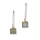 101994, SQUARE SEMI PRECIOUS STONE DANGLE EARRING