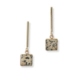 101994, SQUARE SEMI PRECIOUS STONE DANGLE EARRING