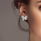 101997, GOLD DIPPED, BUTTERFLY CUBIC ZIRCONIA STUD EARRING