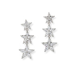 101998, GOLD DIPPED, STAR CUBIC ZIRCONIA DROP DANGLE EARRING