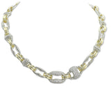 107454, 14K GOLD PLATED GEOMETRIC PAVE CUBIC ZIRCONIA ACCENT DESIGNER INSPIRED NECKLACE