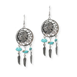 102013, WESTERN INDIAN CHIEF COIN LEAF TASSEL EARRING