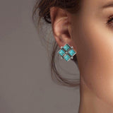 102019, WESTERN DIAMOND TURQUOISE STONE EARRING