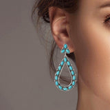 102027, WESTERN TURQUOISE STONE DANGLE EARRING