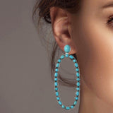 102030, WESTERN OVAL TURQUOISE STONE EARRING