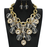 102044, CHUNKY ACRYLIC BALL CHARM STATEMENT NECKLACE