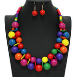 102050, WOOD BALL STATEMENT NECKLACE