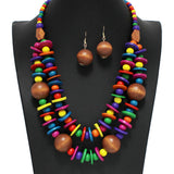 102055, WOOD BALL BEADED NECKLACE