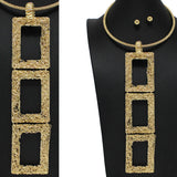 102061, WIRED RECTANGLE DROP CHOKER METAL NECKLACE