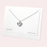 102079, RHODIUM PLATED, DAINTY HEART CUBIC ZIRCONIA CHARM NECKLACE