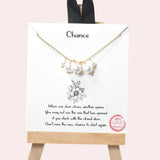 102081, GOLD DIPPED, "CHANCE" PEARL CHARM NECKLACE