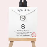 102082, GOLD DIPPED, "BIG SIS LIL' SIS" DOUBLE RING CHARM NECKLACE