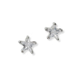 102098, GOLD DIPPED, STAR CUBIC ZIRCONIA STUD EARRING