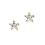 102098, GOLD DIPPED, STAR CUBIC ZIRCONIA STUD EARRING