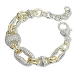 107455, 14K GOLD PLATED GEOMETRIC PAVE CUBIC ZIRCONIA ACCENT DESIGNER INSPIRED BRACELET