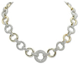 107452, 14K GOLD PLATED CUTOUT ROUND CUBIC ZIRCONIA ACCENT DESIGNER INSPIRED NECKLACE