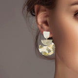 102106, GEOMETRIC GOLD GLITTER ACCENT CLAY RUBBER EARRING