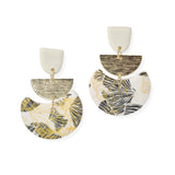 102106, GEOMETRIC GOLD GLITTER ACCENT CLAY RUBBER EARRING