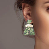 102107, GEOMETRIC GOLD GLITTER ACCENT CLAY RUBBER EARRING